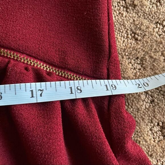 promod Burgundy Drop Waist Mini Dress with Faux Pockets and 3/4 Sleeves EU 38 - Picture 13 of 15